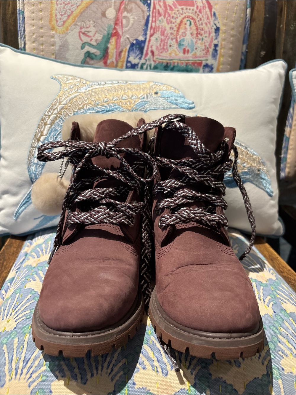 Timberland Burgundy Brown Lace-Up Ankle Booties